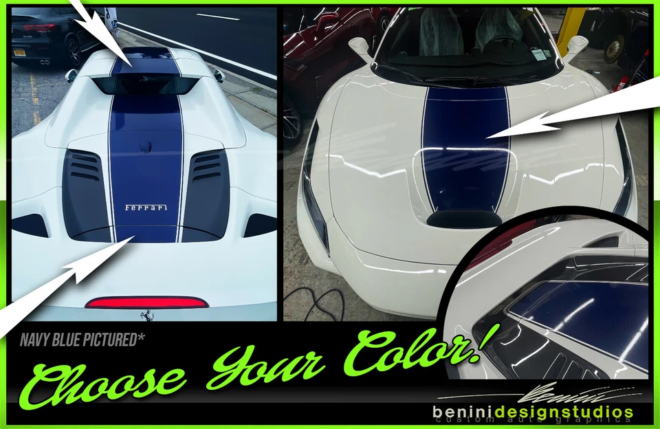 Gráficos de rayas centrales de carreras para Ferrari 488 F8 Spider y Tributo Foto 1 de 3