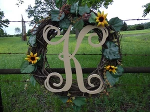 Wooden Letters, Monogram Vine (K) Letter, Unfinished Wall Letters, Large Letter - Picture 1 of 1