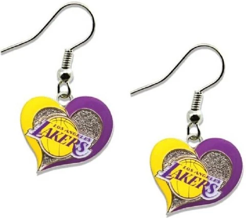 Los Angeles Lakers Heart Swirl Earrings, NBA Licensed Cover