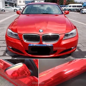 Red Flexible Entire Car SUV Mirror Chrome Vinyl Wrap Decal Sticker Air Free AX - Picture 1 of 7