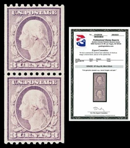 Scott 489 1917 3c Washington Coil Pair Mint Graded XF-Sup 95 NH with PSE CERT - Picture 1 of 1
