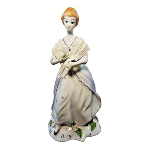 Rare Vintage Stipo Dorohoi Porcelain Lady Figurine Romania Roses Lace 9.5” - Picture 1 of 12