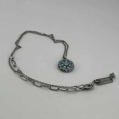 Joyería Mariana Collar Ángel de la Guarda Plateado Piedras de Cristal Azul Aqua Foto 1 de 4