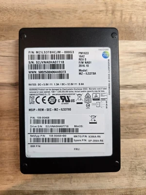 Samsung PM1633 3.84TB 99% Health 12Gbps SAS 2.5" SSD MZ-ILS3T8A 520Bytes NetApp - Image 1 of 2