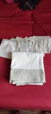 Set TCM, Tischdecke 255*125 weiß graukante 8 Servietten 42*42 cm 100% Baumwolle  - Bild 1 von 4