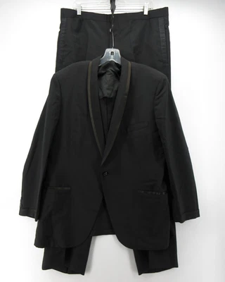 Traje De Colección Hickey Freeman 44 Negro Esmoquin Mantón Formal Años 60 Hecho en Unión 38X32 Foto 1 de 4