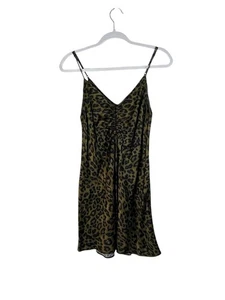 Zara Leopard Print Satin Mini Slip Dress With Ruched Front & Adjustable Strap - Picture 1 of 10