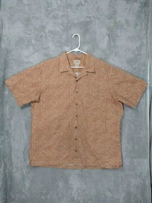 LL Bean Shirt Mens XLT Brown Short Sleeve Button Down Camp Hawaiian Cotton - Image 1 of 4