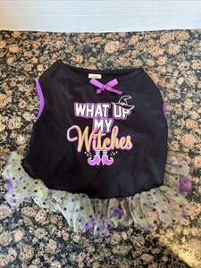 Simply Dig What Up My Witches Black Dog Dress Purple/green Tulle Halloween Sz M - Picture 1 of 3