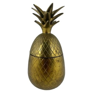 Vintage Solid Brass Pineapple Container Hollywood Regency Style MCM - Picture 1 of 7