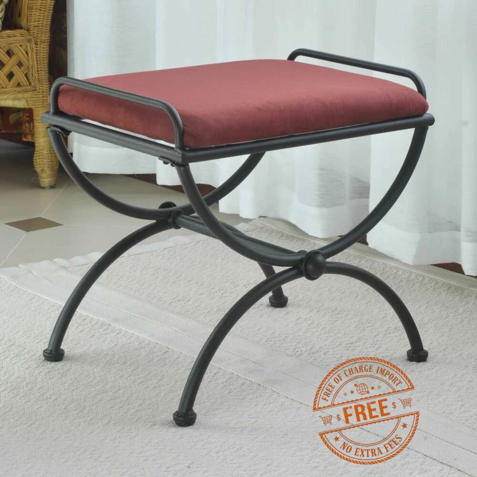 Taburete tocador de hierro International Caravan Cambridge con cojín vino tinto, 3407-MS Foto 1 de 1