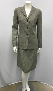 VINTAGE MICHAEL KORS SUIT JACKET SKIRT BLACK OFF WHITE TWEED MADE IN ITALY 6 - Picture 1 of 8