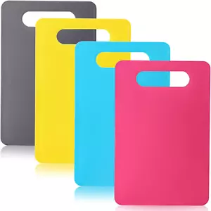 Flexible Cutting Board Set BPA Free 4 Color Plastic Mats Dishwasher Safe 11.4x7. - Picture 1 of 12