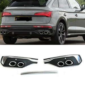 Difusor de parachoques trasero de coche con escape para Audi Q5 S Line Sport Back 21-23 plateado - Imagen 1 de 5