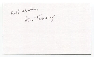 Don Taussig Signed 3x5 Index Card Autograph Baseball MLB San Francisco Giants - Image 1 of 2