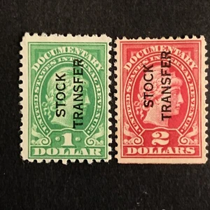 52071 Stamps US Revenue Sc #RD12 RD13 $1 $2 Stock Transfer MNH/H/NG Fresh - Picture 1 of 2