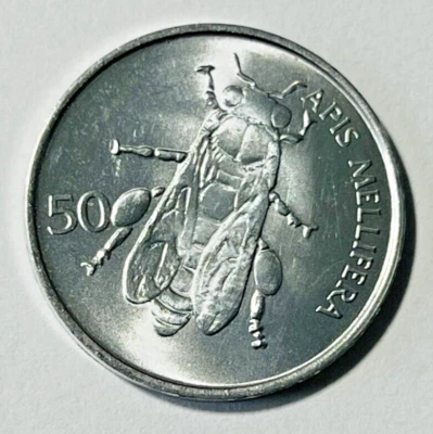 1992 Slovenia 50 stotinov Coin Honey Bee Insect Animal Wildlife Europe - Image 1 of 2