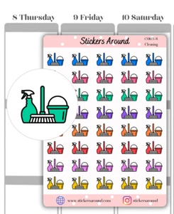Rainbow Cleaning Icon Planner Stickers, Chores Stickers, Calendar & Journal - Picture 1 of 3