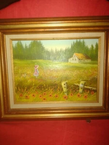 12 x 16" Öl auf Leinwand 60er Jahre Gemälde signiert "Lancaster" - Bild 1 von 8