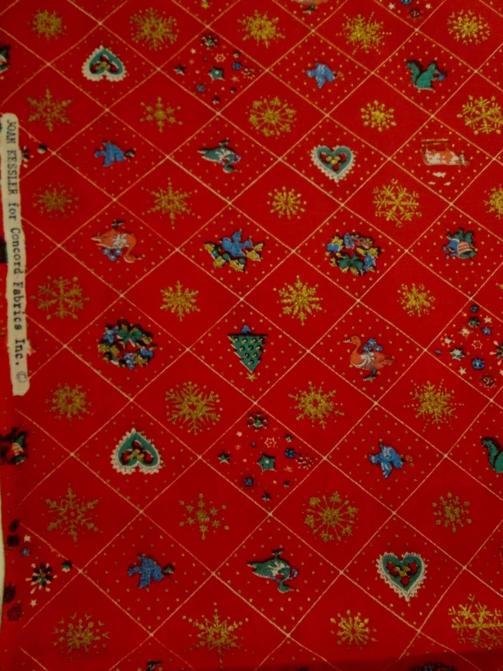 1 Yard + 4" Joan Kessler Concord Fabrics CHRISTMAS TREE SNOWFLAKE Cotton Fabric  - Image 1 of 1