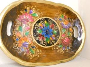 Colorful Wooden 2 Handled Tray - Picture 1 of 9
