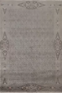 Gray Geometric Nepalese Oriental 5'x7' Area Rug Hand-knotted Transitional Carpet - Picture 1 of 12