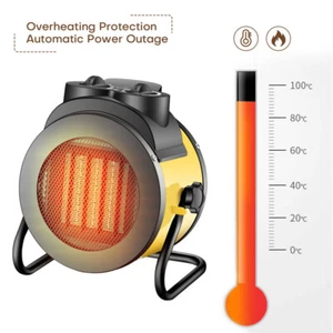 New Portable Electric Space Heater Garage Hot Air Fan Adjustable Thermostat Room - Picture 1 of 11