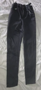 Zara Kids Collection Size 10/140cm Black Denim Skinny Jeans Elastic Waistline - Picture 1 of 20