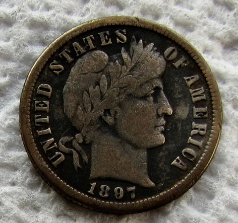 1897-O Barber Silver Dime Rare Key Date New Orleans Mint VF Detail Corrosion Cover