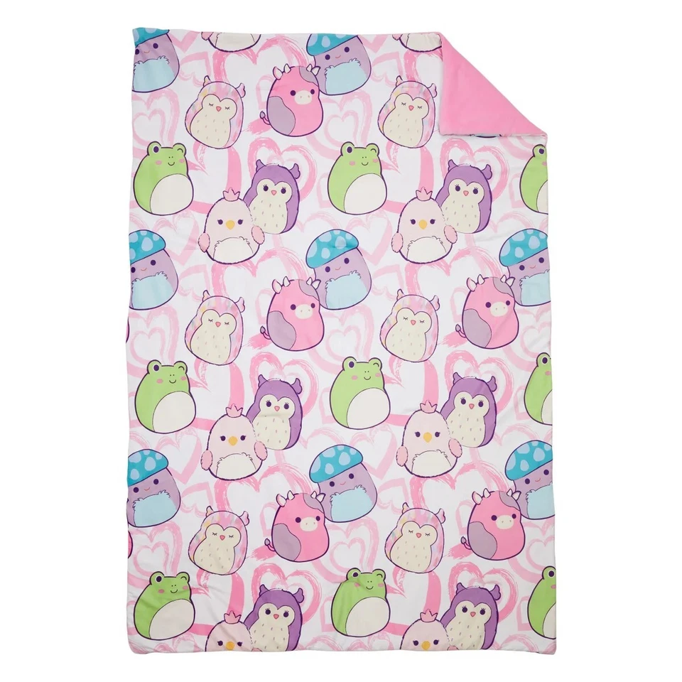 Squishmallows Snuggle Throw Reversible Blanket Super Soft 50"x70" Pink Purple