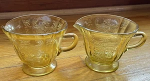 Vintage Yellow Amber Madrid Federal Depression Glass Creamer set Of 2 - Picture 1 of 6