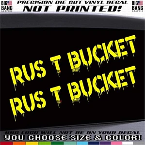Fits T Bucket Hot Rat Rod Vinyl Decal Sticker Rusty Rust Metal Army Lettering US - Picture 1 of 4