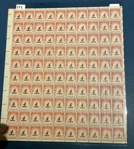 Scott# J92 Full Sheet 4 cent Postage Due 1959 Mint OG - Picture 1 of 10