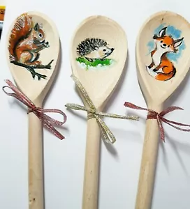 Personalied cute animals wooden spoons hand painted garden or kichen decor - Picture 1 of 4