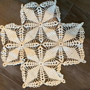Beige Crochet Lace Doily Placemats Tablecloth Handmade Home Decorative - (25 in) - Picture 1 of 7
