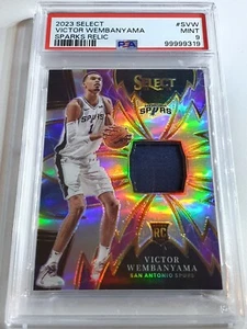 2023 Panini Select Victor Wembanyama Rookie #PATCH Jersey Sparks Relic - PSA 9 - Picture 1 of 3