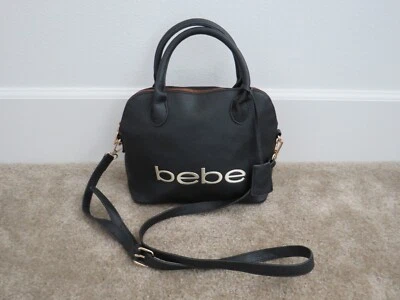 сумочка наплечная сумка черный логотип BEBE вечер молнии ПВХ ручка ремень - Изображение 1 из 4