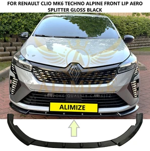 Per RENAULT CLIO 2024 MK6 ALPINE TECHNO AERO SPLITTER LABBRO ANTERIORE NERO LUCIDO - Foto 1 di 8