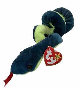 Ty Beanie Babies HISSY the Green and Yellow Snake (7") NWT