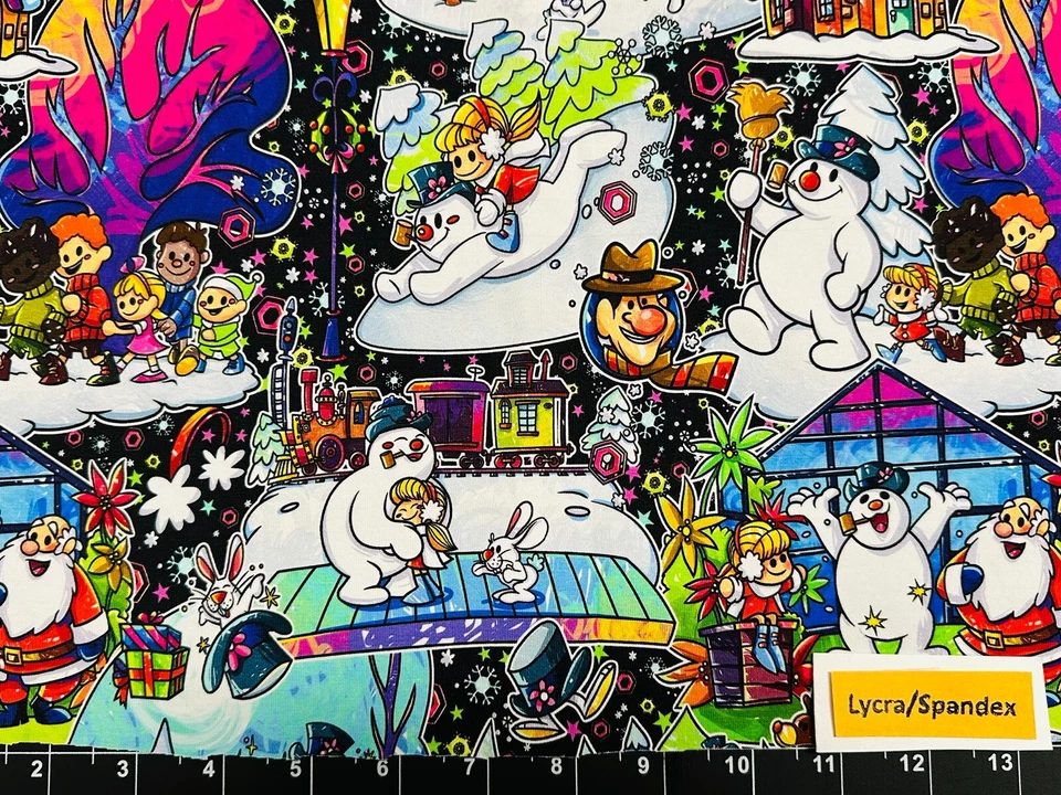 Tina SCRAP Lycra 9"x14" Custom Frosty the Snowman Christmas Santa Tumbler Fabric - Image 1 of 1
