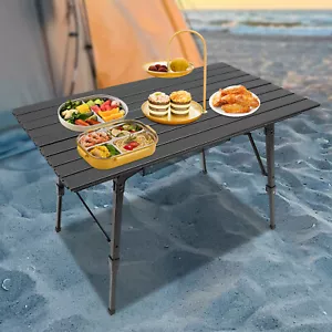 Black Folding Camping Table, Camping Table, Folding Height Adjustment - Picture 1 of 14