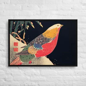 Golden Pheasant in the Snow by Ito Jakuchu. 36x24-Framed Canvas Print - Picture 1 of 1