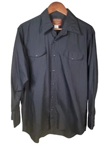 VTG Rustler Men Size 16-1/2 32/33 X-Long Tails Black Pearl Snap Western Shirt - Picture 1 of 4