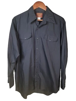 Camisa occidental de colección Rustler para hombre talla 16-1/2 32/33 cola larga negra perla a presión Foto 1 de 4