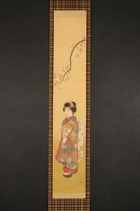 dr2729 Hanging Scroll "Maiko Under Cherry Blossoms" by Okamoto Taiko - Picture 1 of 11