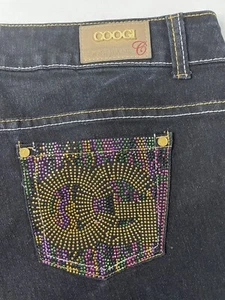 Coogi Women’s Hi Rise 10” Jeans 36x28 (16W) Wide Leg Boot Cut Bling Pockets EUC - Picture 1 of 12