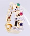 Vintage Earrings Set by Michael Anthony-18k Gold Diamond Ruby Sapphire Emerald