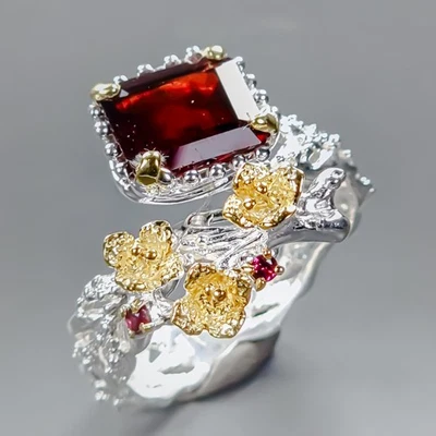 Anel de hessonita natural joia joia prata esterlina 925 tamanho 11/R435871 - Imagem 1 de 4