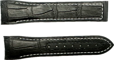 Omega Seamaster 215.33.44.22.01.001 pulseira de borracha de couro preto RUZ005497 genuína - Imagem 1 de 2