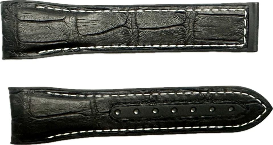 Omega Seamaster 215.33.44.22.01.001 pulseira de borracha de couro preto RUZ005497 genuína - Imagem 1 de 2